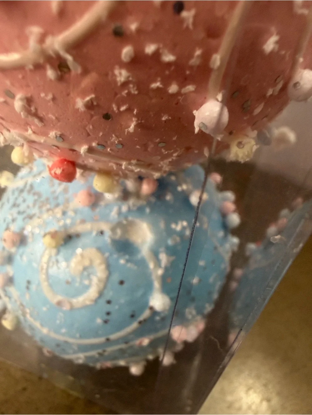 Set of 3 Foam Sprinkle Christmas Wreath Decorations Ornaments Pink Blue Yellow